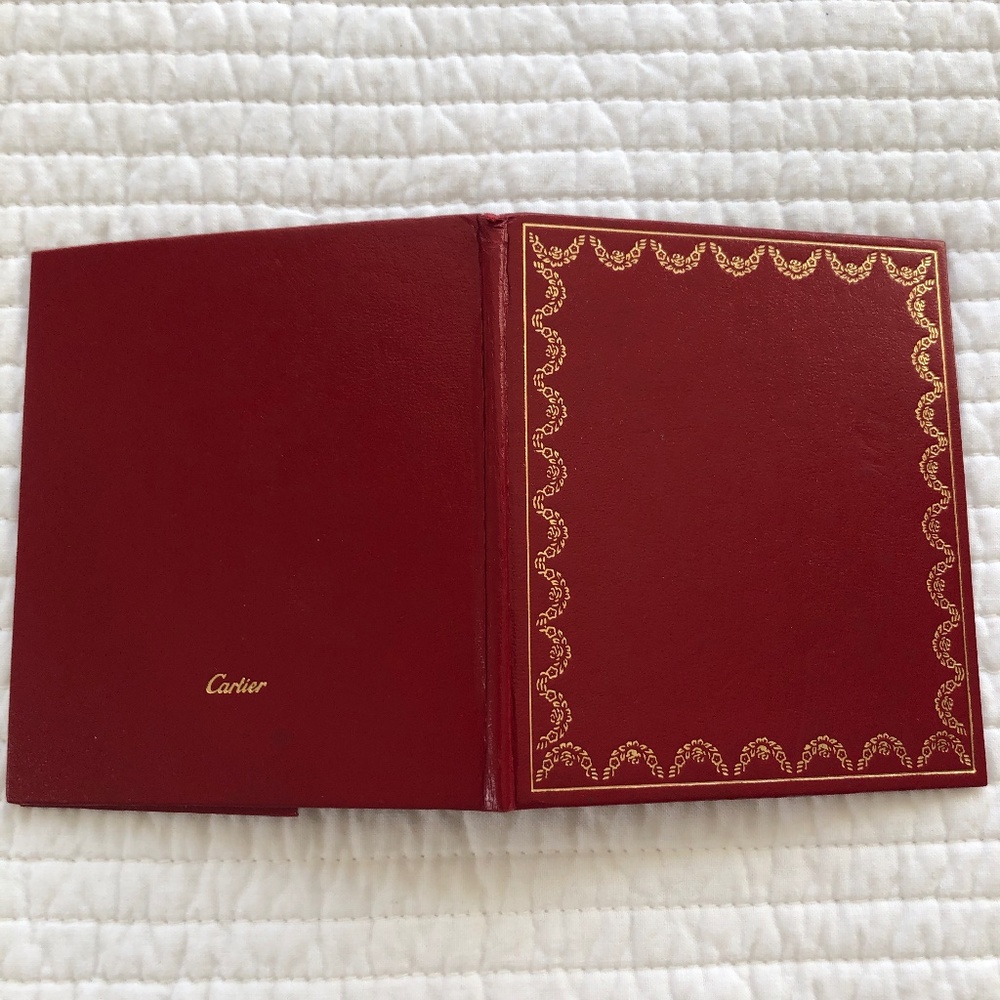 Cartier Red Leather Notebook Cover with Gold Detailing